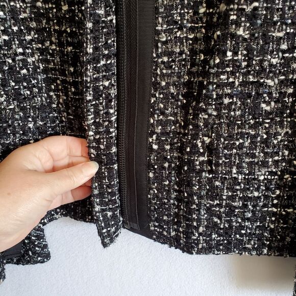 Emerson Rose Blazer Skirt Set Womens Medium Black Parisian Tweed Speckled Zipper - Picture 15 of 16
